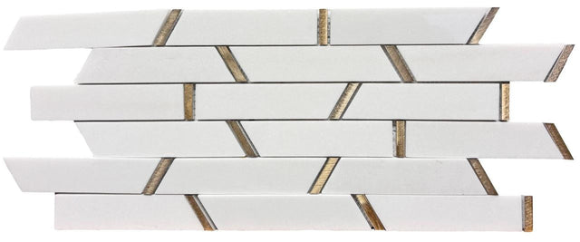 Golden Thassos Linear Marble Mosaic Tile 12x12 Sheet
