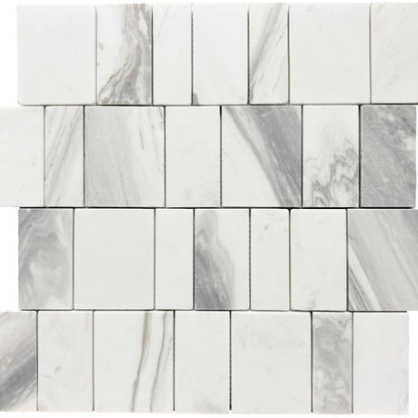 Skyscape White Piano 12x12 Honed Marble Mosaic Tile