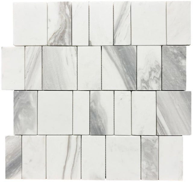 Skyscape White Piano 12x12 Honed Marble Mosaic Tile