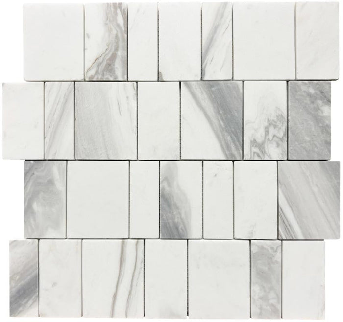 Skyscape White Piano 12x12 Honed Marble Mosaic Tile 1