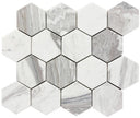 Skyscape White 3" Hex Marble Mosaic Tile 12x10 Sheet