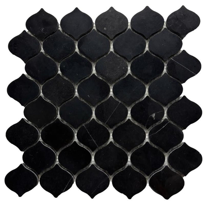 Black Marble Teardrop Mosaic Tile 11x11 Sheet 1