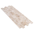 Cappucino ledger 3d panel 6x24 split face natural marble wall tile multi angle view