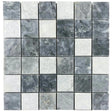 Luna sky marble mosaic 2x2 honed sand blasted mix on 12x12 mesh top