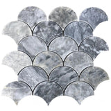 Luna Sky Marble - Mesh Mosaic Tile Collection in Laguna Pattern - Honed