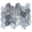Luna sky marble mosaic leaf design on 12x12 mesh honed top view1