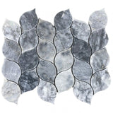 Luna Sky Marble - Mesh Mosaic Tile Collection in Leaf Pattern - Honed