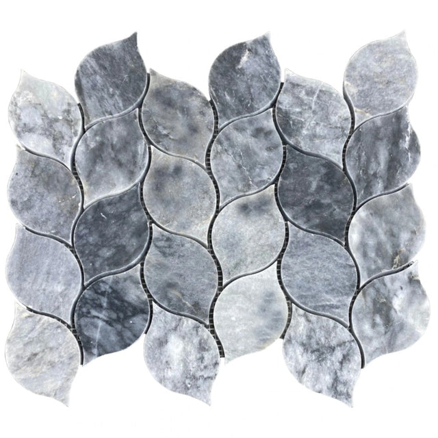 Luna Sky Marble - Mesh Mosaic Tile Collection in Leaf Pattern - Honed