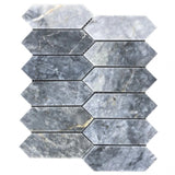 Luna Sky Marble - Mesh Mosaic Tile Collection in Strada Pattern - Honed