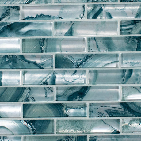 Teal Linear Glass Mosaic Tile