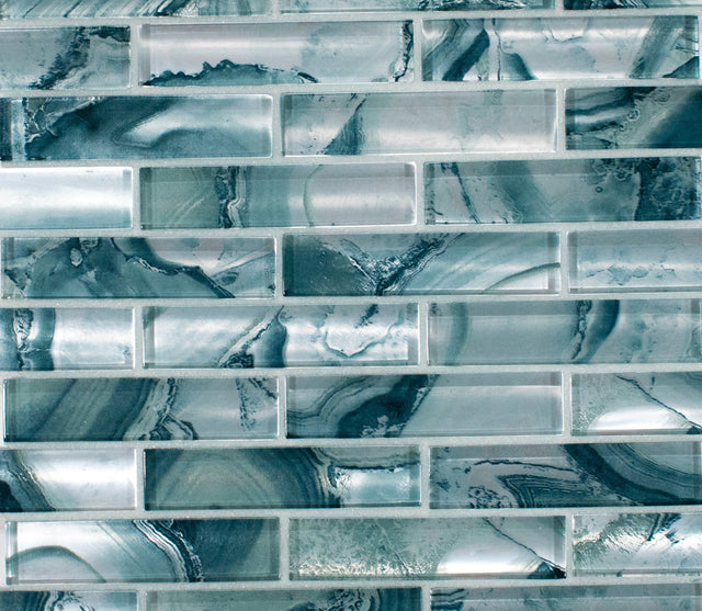 Teal Linear Glass Mosaic Tile