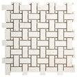 Shell stone limestone mosaic tile basketweave on 12x12 mesh honed top view