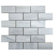 Solto white marble mosaic tile 2x4 brick on 12x12 mesh honed top product shot
