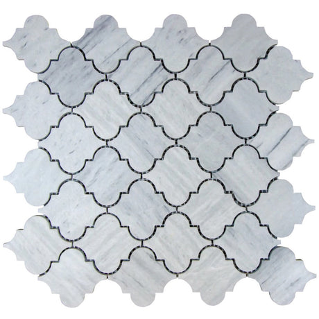 Solto white marble mosaic tile casablanca on 12x12 mesh honed top view1