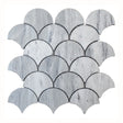 Solto white marble mosaic tile laguna design on 12x12 mesh honed top view