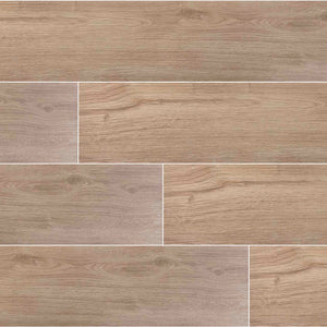 Walkyria Maple 8x48 warm maple wood look porcelain plank tile, close up of the fine wood grain