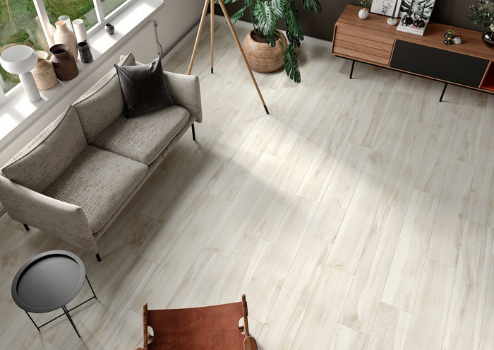 Sabik InOut White 9x47 Wood Look Porcelain Plank Tile 2