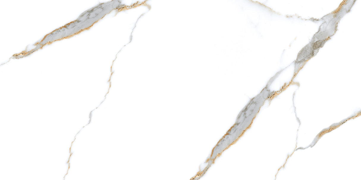 Calacatta Gold 24x48 Polished Marble Look Porcelain Tile