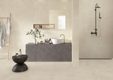Modern bathroom with ivory porcelain wall and floor tile