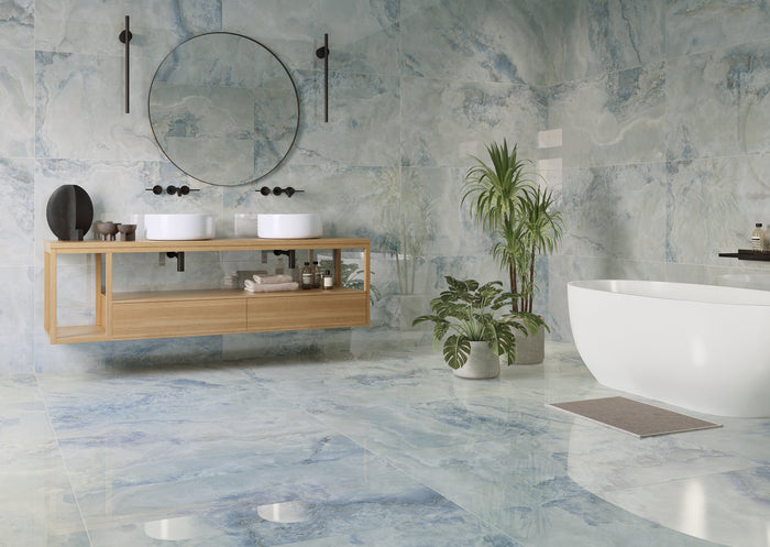 Scarlet Blue 24x48 Polished Statement Porcelain Tile 2