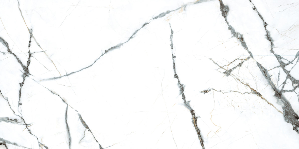 Pietra Marme de Milano 24x48 matte marble look porcelain tile, close up of the marble veining