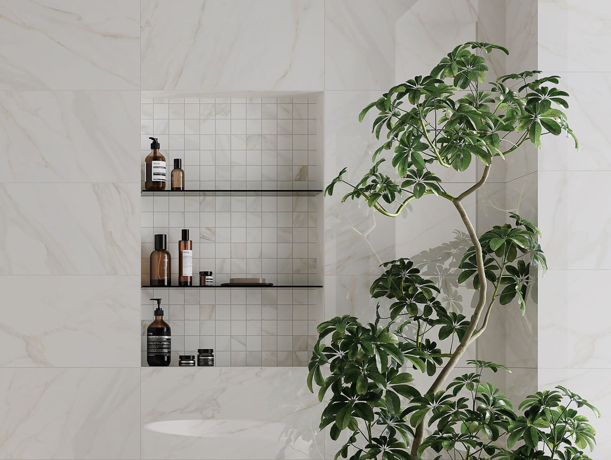Venus Alpe Polished 12x24 Marble Look Porcelain Tile
