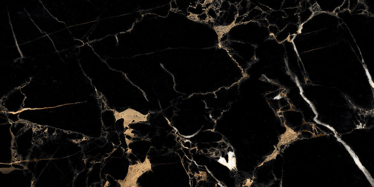 Nero Laurent 24x48 Polished Black Marble Look Porcelain Tile