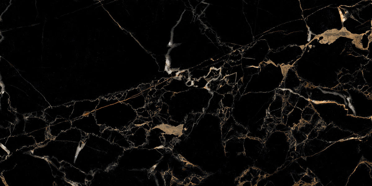 Nero Laurent 24x48 Polished Black Marble Look Porcelain Tile