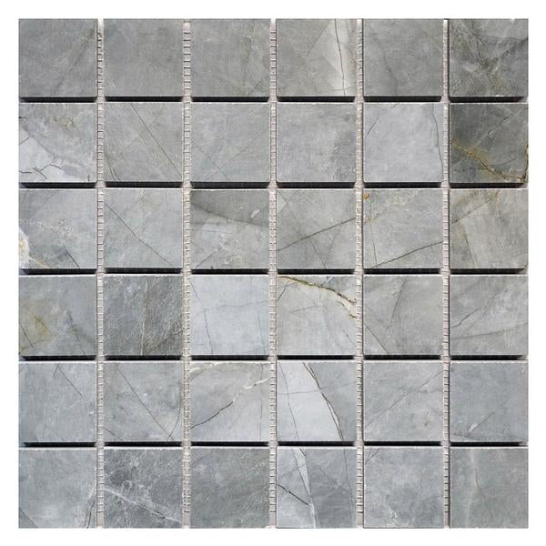 Marmi Pulpis Smoke 2x2 Matte Marble Look Porcelain Mosaic Tile 12x12