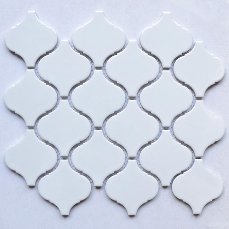 White Glossy Porcelain Lantern Mosaic Tile 10x11 Sheet