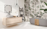 Enya Leaves White 12x40 Ceramic Wall Tile