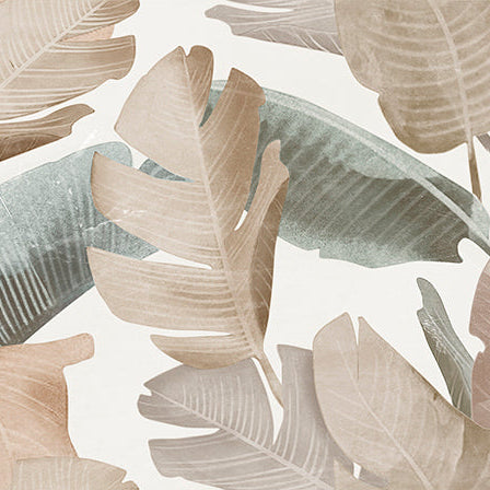 Enya Leaves White 12x40 Ceramic Wall Tile