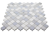 Angled view of Carrara Blue Marble Mosaic Tile
