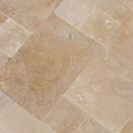 Antique Pattern Travertine Flooring Tiles in Denizli Beige — view 2