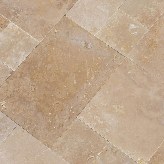 Antique Pattern Travertine Flooring Tiles in Denizli Beige — view 2
