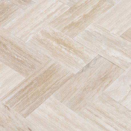 Vein Cut Polished 24 x 12 Travertine Stone Flooring Tiles in Light Beige