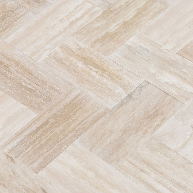 Vein Cut Polished 24 x 12 Travertine Stone Flooring Tiles in Light Beige