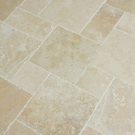 Antique Pattern Travertine Flooring Tiles in Denizli Beige Standard — view 2