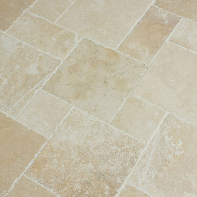 Antique Pattern Travertine Flooring Tiles in Denizli Beige Standard — view 2