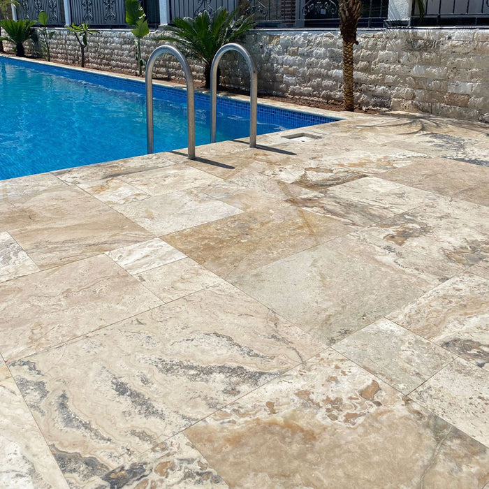 Antique Pattern Travertine Flooring Tiles 1