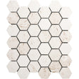 Shell stone marble mosaic 2 hexagon honed on 12x12 mesh sku hsss2hexmosh 4