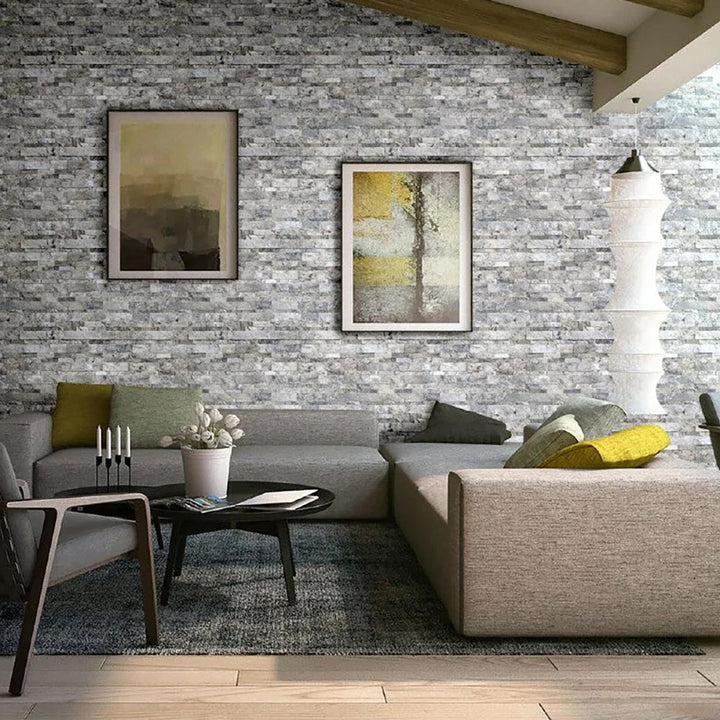 Travertine Split Face Stone Siding Ledger Panel — Silver