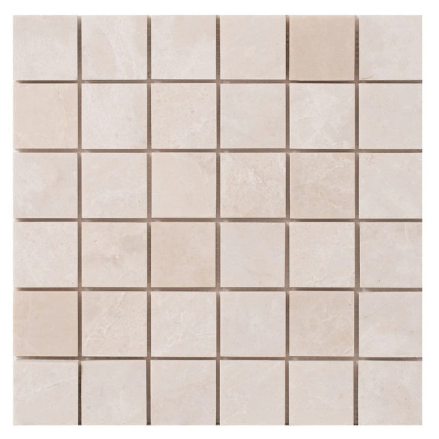 Vanilla Beige Marble - Mesh Mosaic Tile Collection in 2" x 2" - Honed